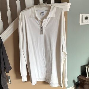 White Long Sleeve Polo Shirt